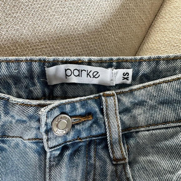 PARKE Light Blue Denim Midi long Skirt with Front Slit - Picture 5 of 7